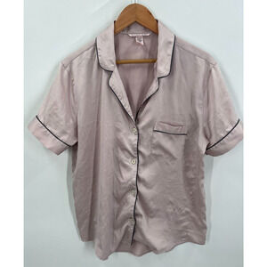 Victoria's Secret Sleep Shirt Pajama Top Short Sleeves Satin Pink Womens Medium